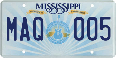 MS license plate MAQ005