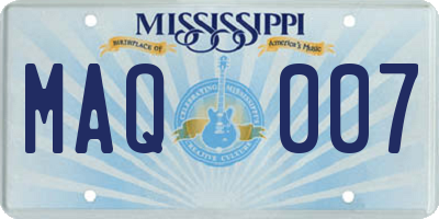 MS license plate MAQ007