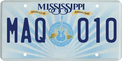 MS license plate MAQ010