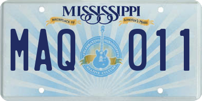 MS license plate MAQ011