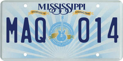MS license plate MAQ014