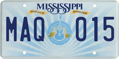 MS license plate MAQ015