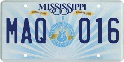 MS license plate MAQ016