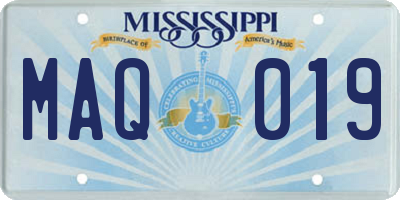 MS license plate MAQ019
