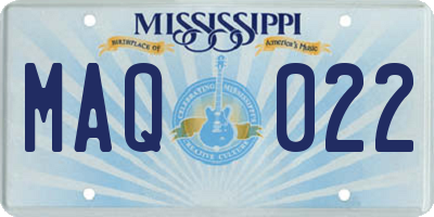 MS license plate MAQ022