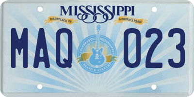 MS license plate MAQ023