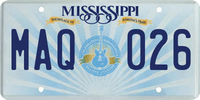 MS license plate MAQ026