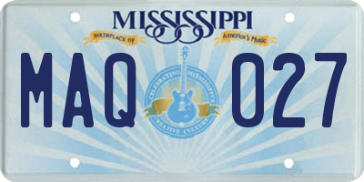 MS license plate MAQ027