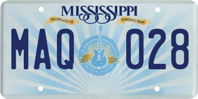 MS license plate MAQ028