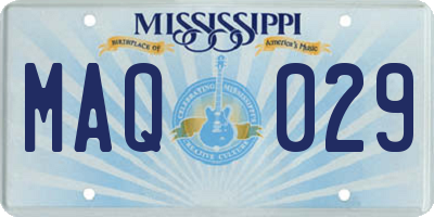 MS license plate MAQ029