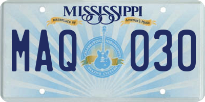 MS license plate MAQ030