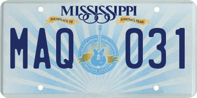 MS license plate MAQ031