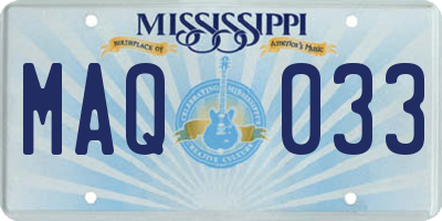 MS license plate MAQ033
