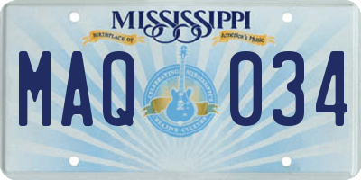 MS license plate MAQ034