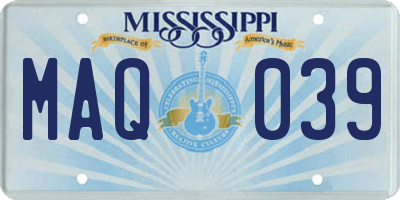MS license plate MAQ039