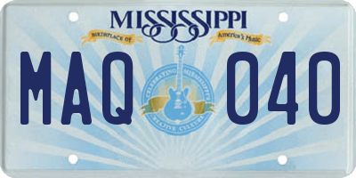 MS license plate MAQ040