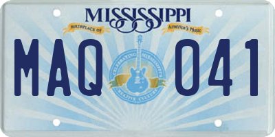 MS license plate MAQ041