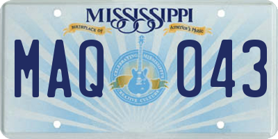 MS license plate MAQ043