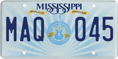 MS license plate MAQ045