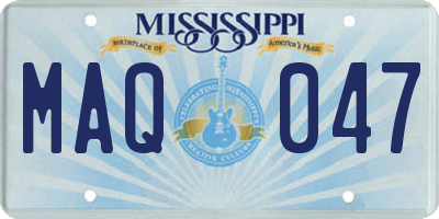 MS license plate MAQ047