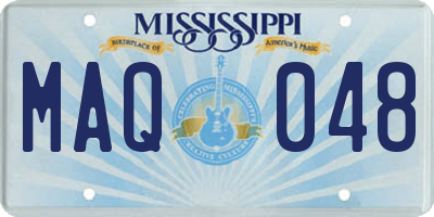MS license plate MAQ048