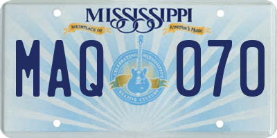 MS license plate MAQ070