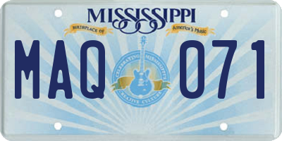 MS license plate MAQ071