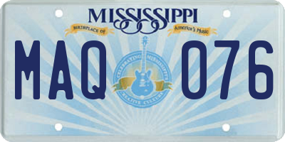 MS license plate MAQ076