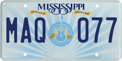 MS license plate MAQ077