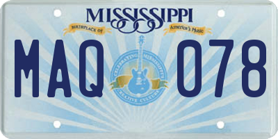 MS license plate MAQ078