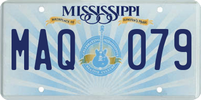 MS license plate MAQ079