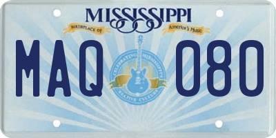 MS license plate MAQ080