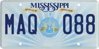 MS license plate MAQ088