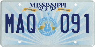 MS license plate MAQ091