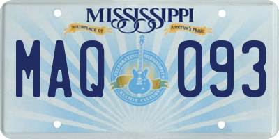 MS license plate MAQ093