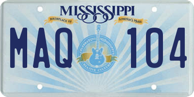 MS license plate MAQ104