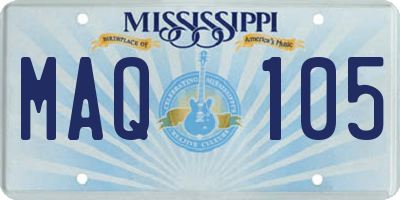 MS license plate MAQ105