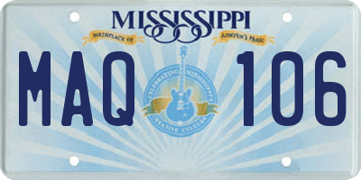 MS license plate MAQ106