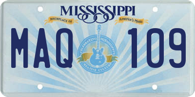 MS license plate MAQ109