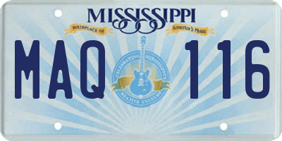 MS license plate MAQ116
