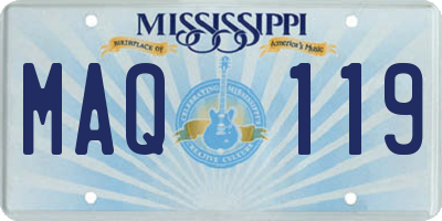MS license plate MAQ119