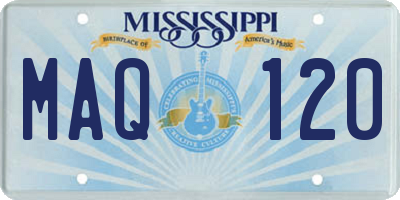 MS license plate MAQ120