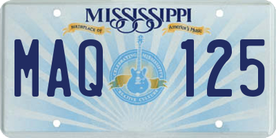 MS license plate MAQ125