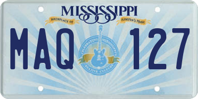 MS license plate MAQ127