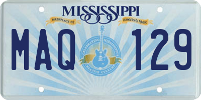 MS license plate MAQ129