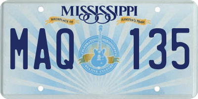 MS license plate MAQ135