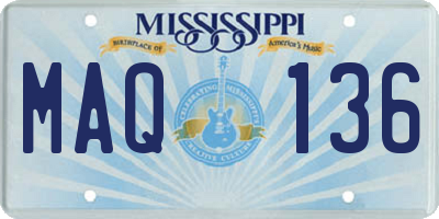MS license plate MAQ136