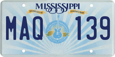 MS license plate MAQ139