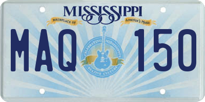 MS license plate MAQ150