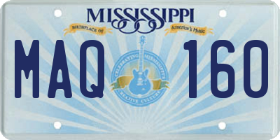 MS license plate MAQ160